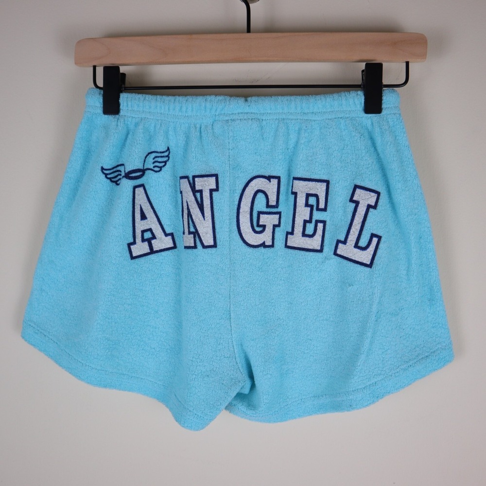 Vintage Y2K Rave Girl Angel Short Shorts Baby Blue Youth Size‎ Medium 10/12